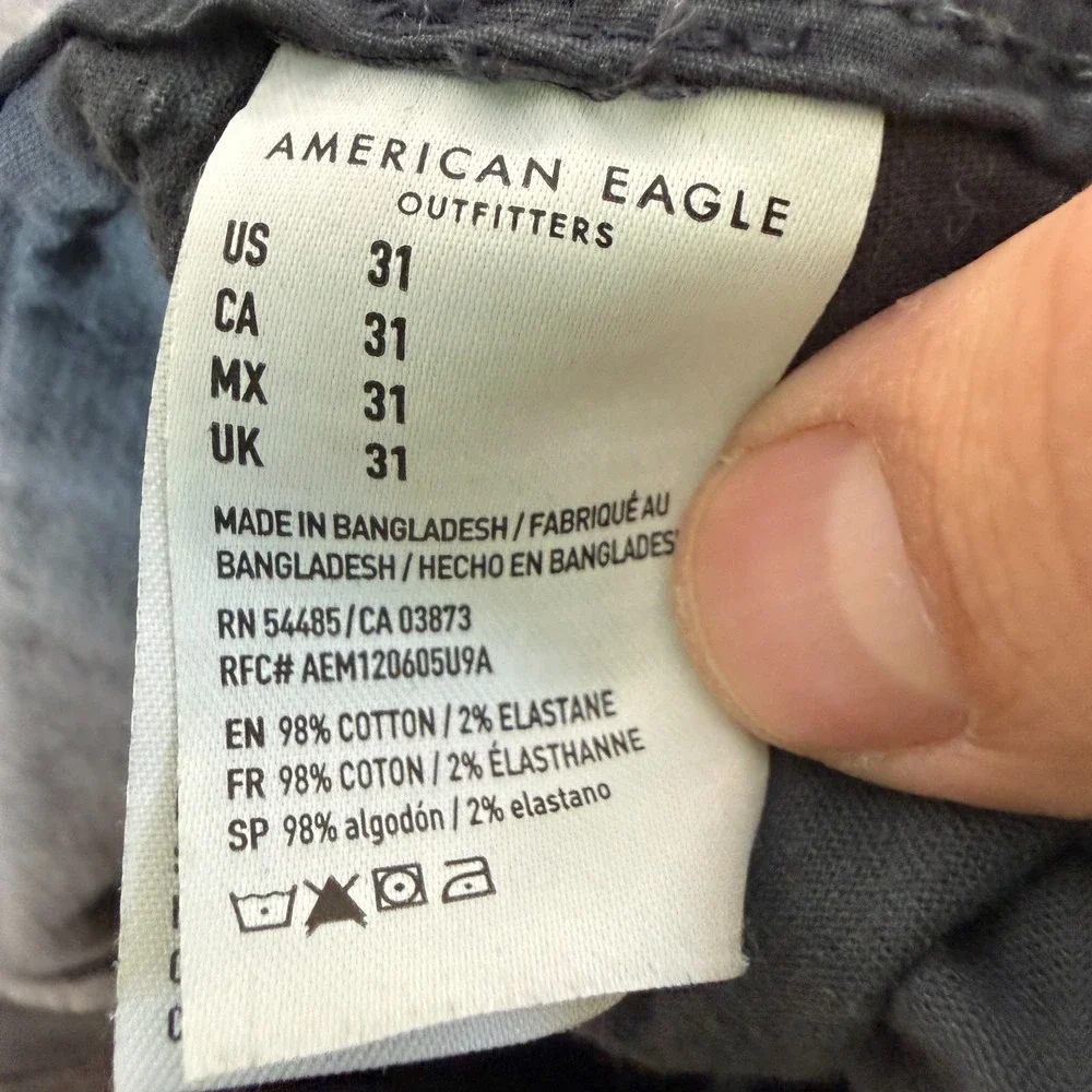 American Eagle Shorts Mens 31 Black Next Level‎ Flex Chinos Stretch Casual Y2K